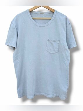Buck Mason Slub Pocket Tee Shirt Light Washed Blue Size Large